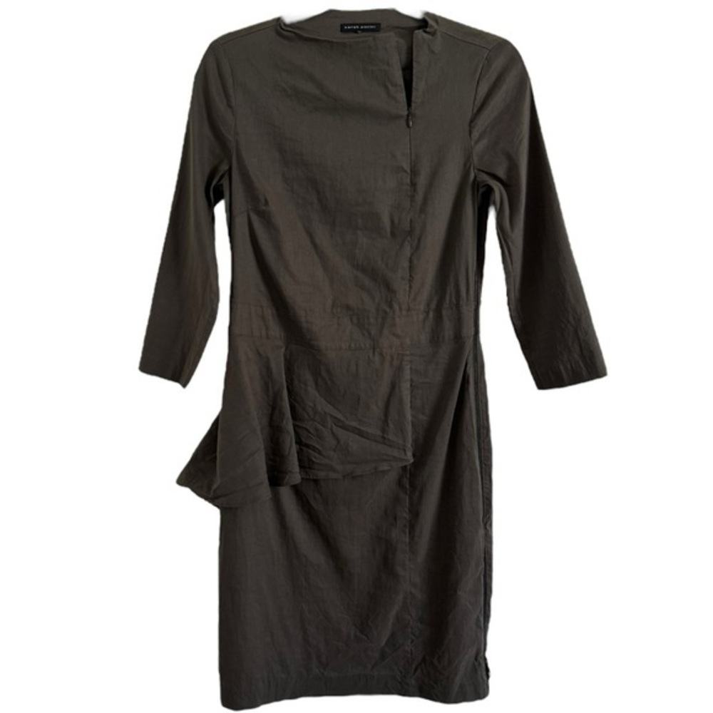 Sarah Pacini Olive Green Long Sleeve Asymmetric Dress